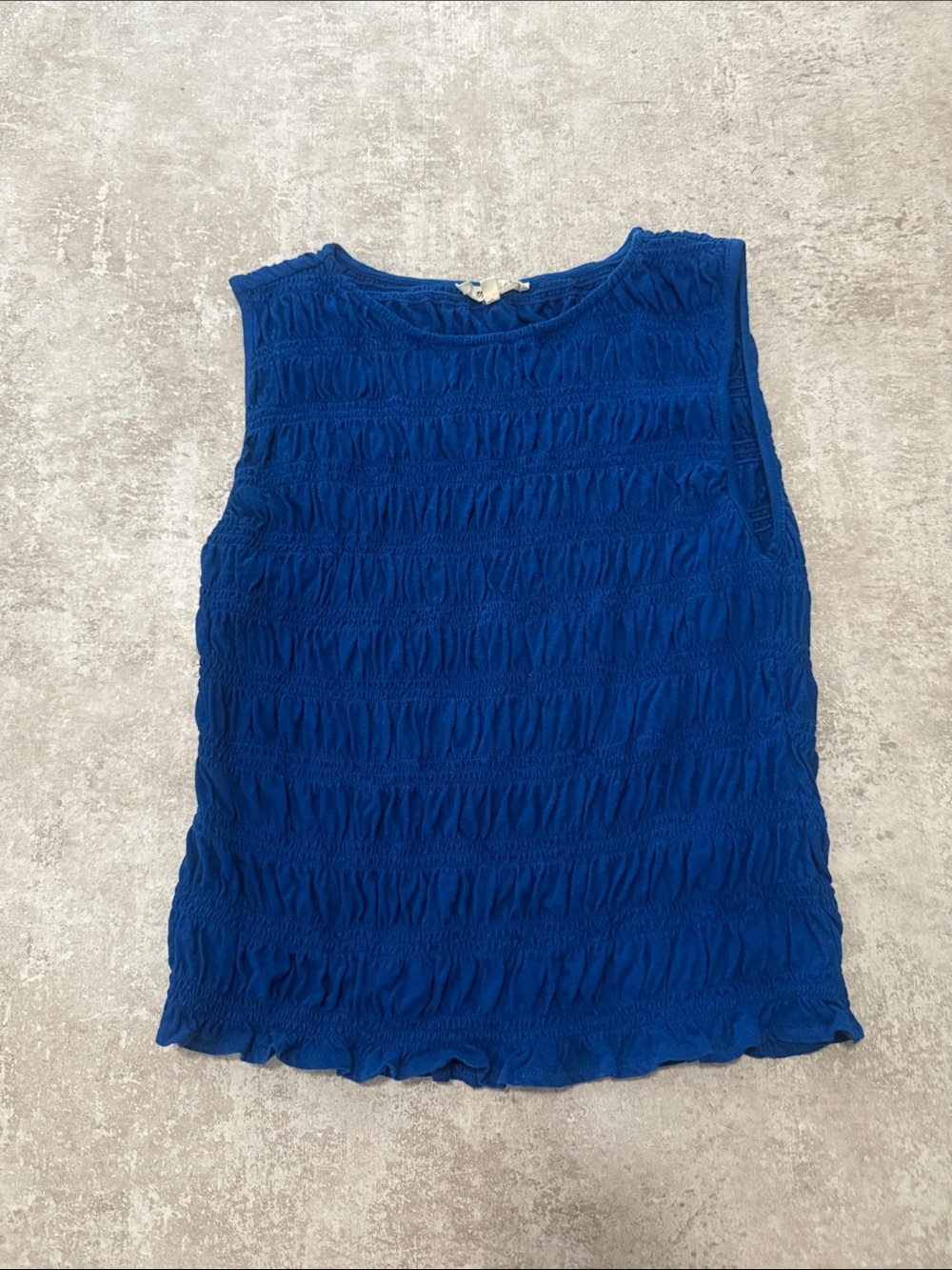 Madewell Smocked Boatneck Tank Brilliant Sapphire Size S